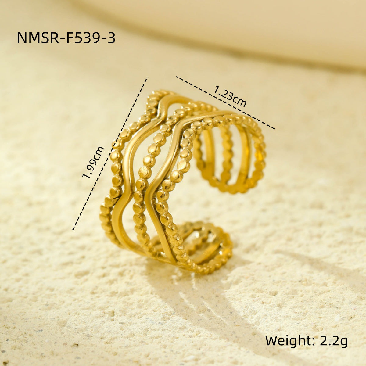 Stainless Steel Geometric Hollow Cutout Multi Layer Open Ring
