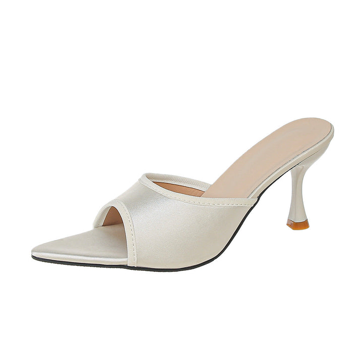 Sexy Pointed High Heel Slippers Women Simple Pointed Fish Mouth Open Toe Stilettos Shoes