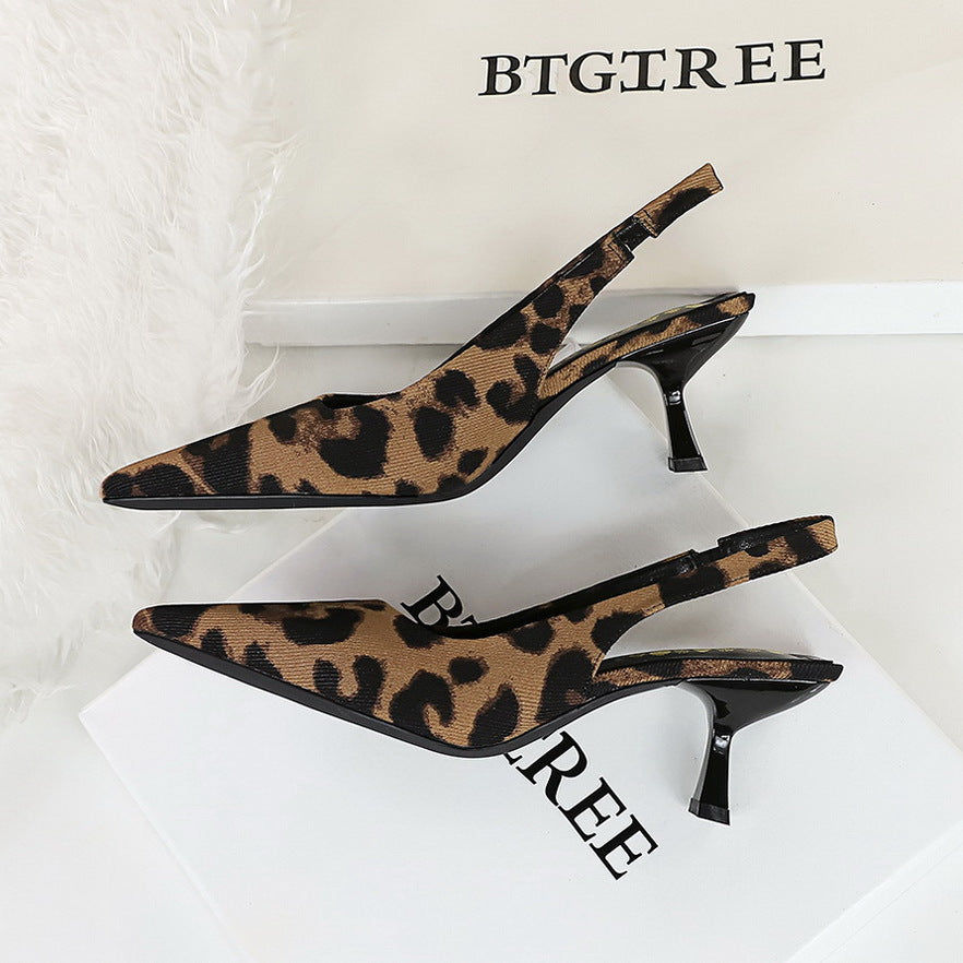Cocktail High Heels Women Simple Stiletto Heel Hollow Out Cutout Pointed Toe Pumps Back Strap Graceful Fashionable Women Shoes