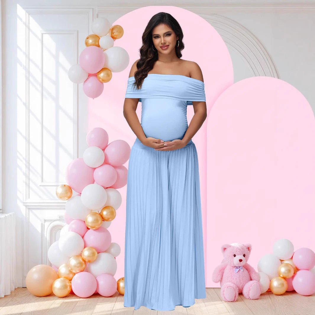 Summer New Off-shoulder Pleated Dress