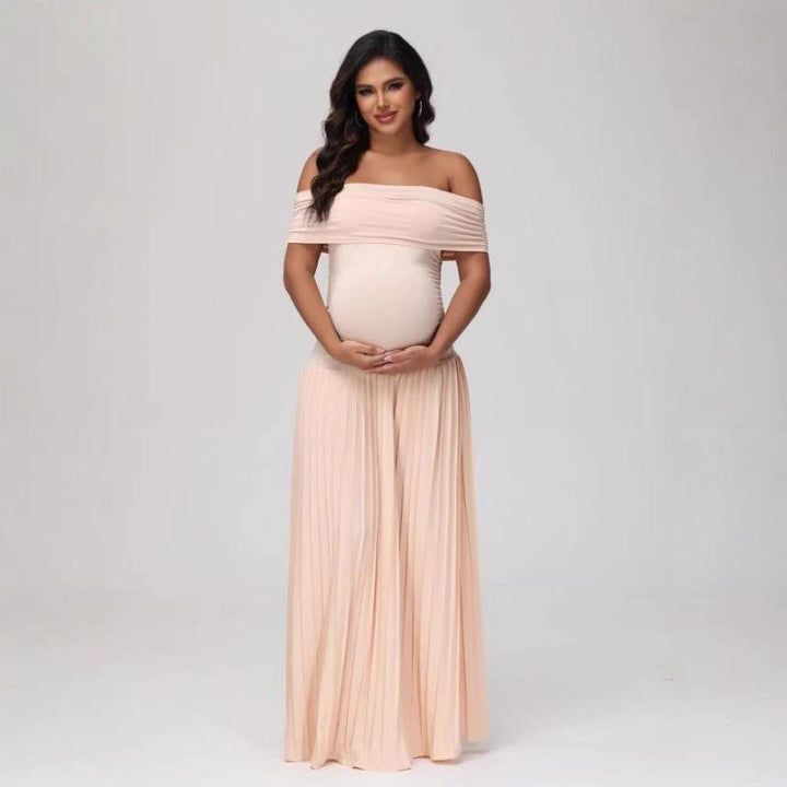 Summer New Off-shoulder Pleated Maternity Wedding Dress