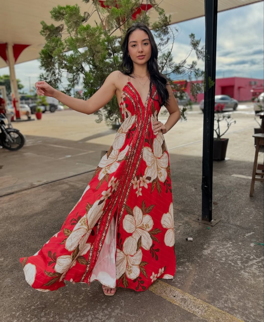 Spring Summer off the Shoulder V neck Women Clothing Spaghetti Strap Floral Print Fairy Long Elegant Dress Large Swing Dress