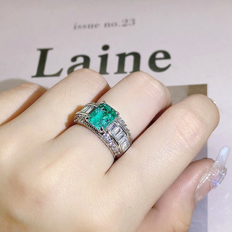 Inlaid Artificial Cultivation Artificial Diamond Ring