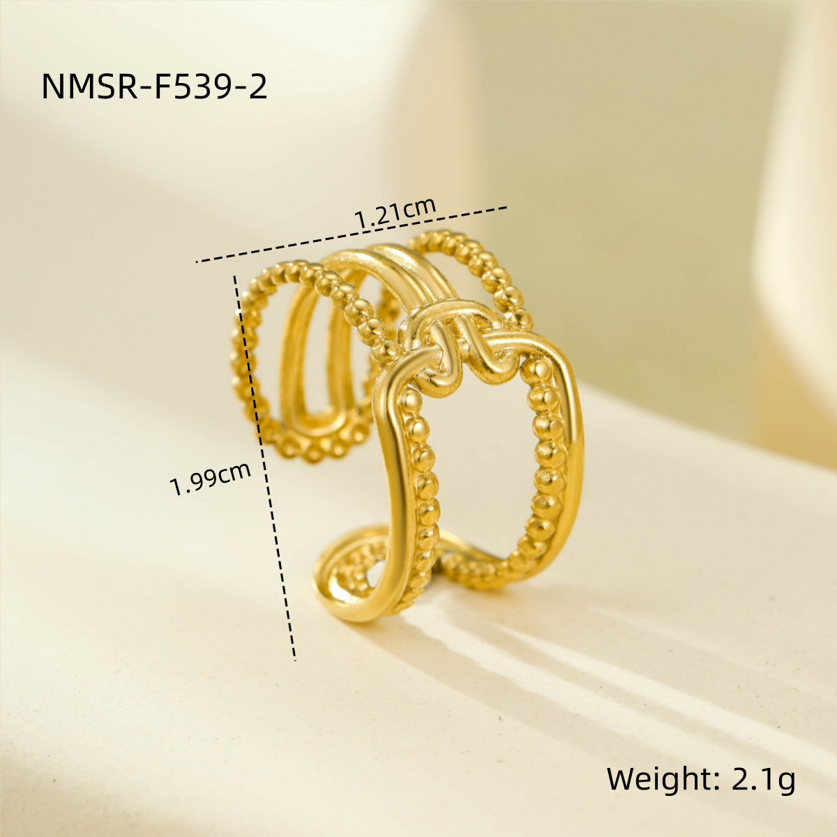 Stainless Steel Geometric Hollow Cutout Multi Layer Open Ring