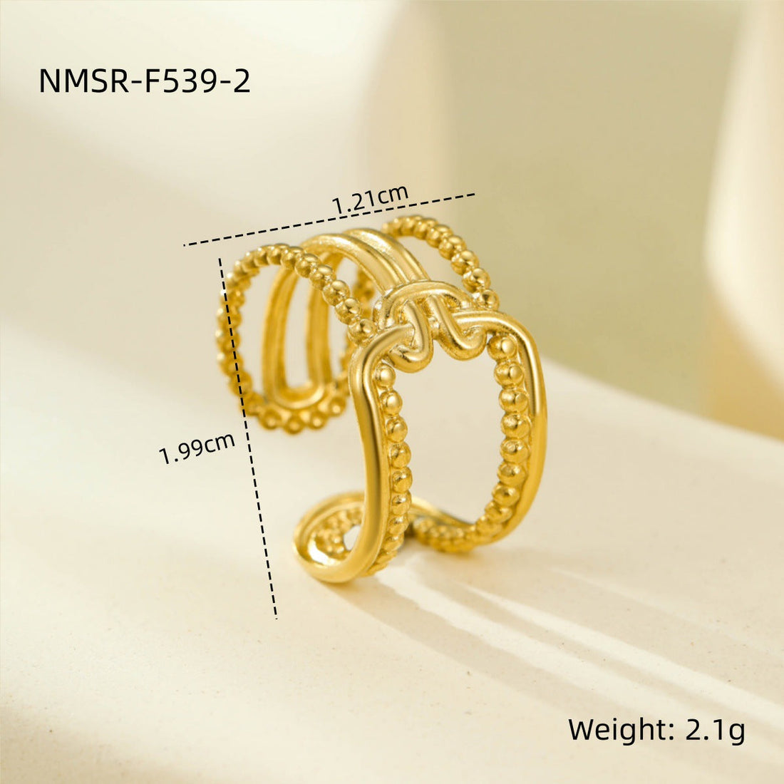 Stainless Steel Geometric Hollow Cutout Multi Layer Open Ring