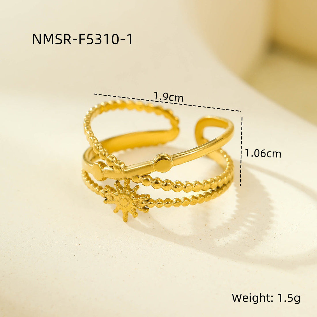 Stainless Steel Geometric Hollow Cutout Multi Layer Open Ring