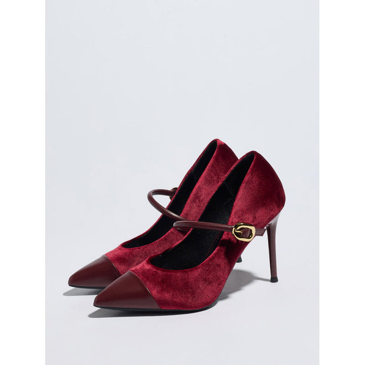 Women Stiletto Heel High Heel Shoes Pointed Toe Sexy Socialite French Shallow Mouth Pumps Satin Mary Jane Shoes