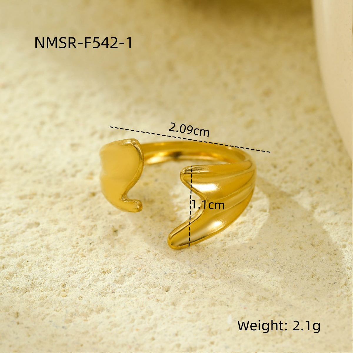 Stainless Steel Geometric Hollow Cutout Multi Layer Open Ring