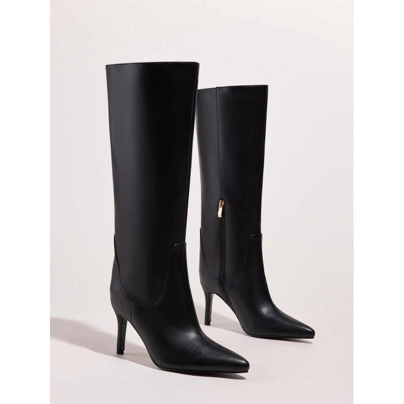 Straight Stiletto Snake Pattern Pointed Toe Side Zip Comfortable Outdoor Women Boots