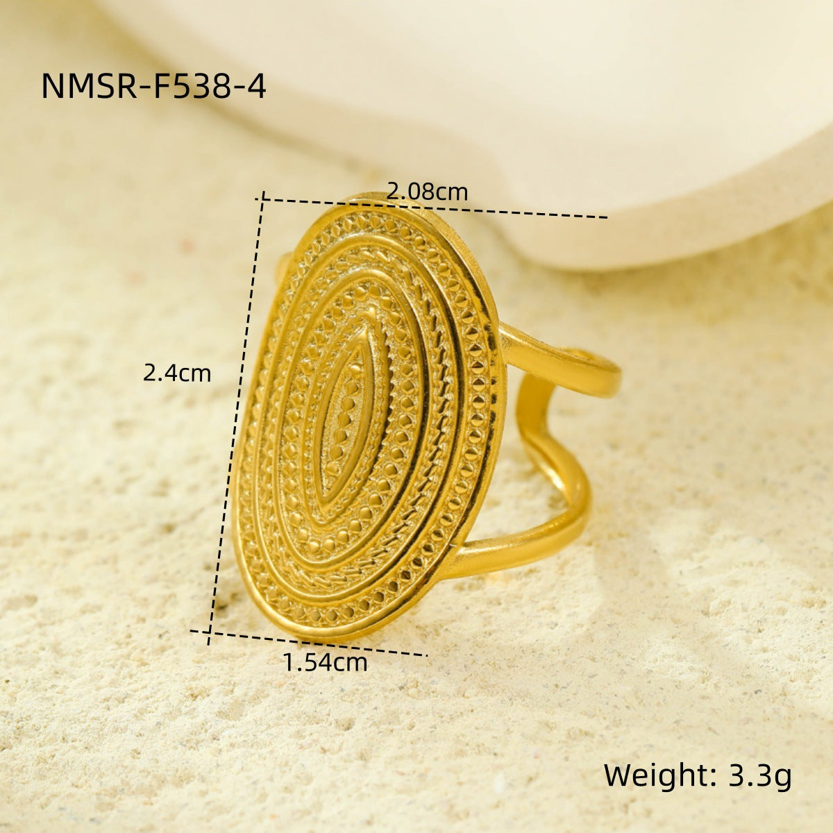Stainless Steel Geometric Hollow Cutout Multi Layer Open Ring