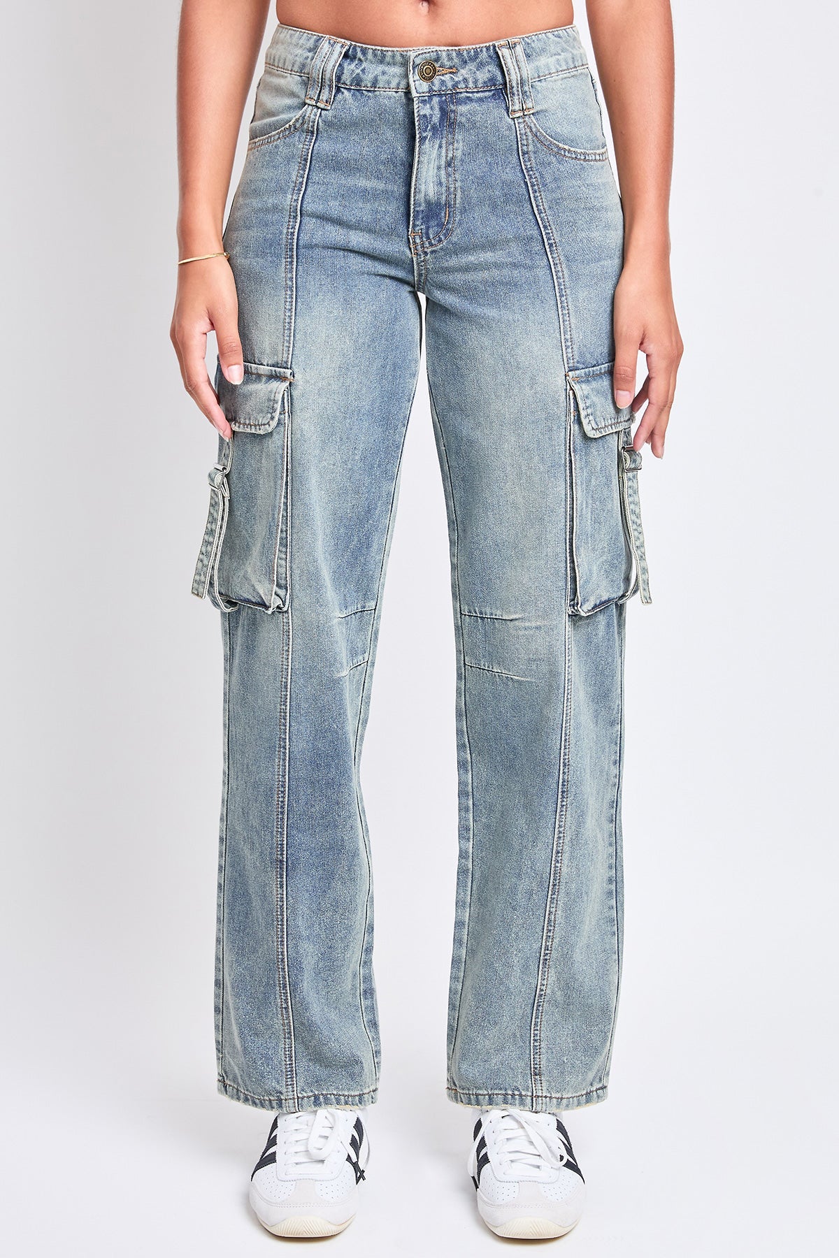 Women's Adjustable Waist Cargo Straight  Jeans