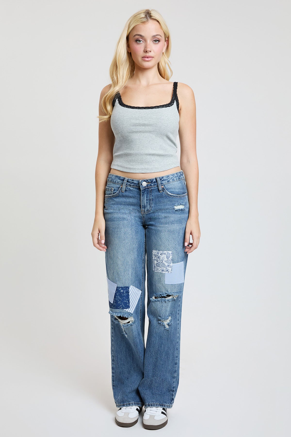 Women's Patchwork Wide Leg Jeans
