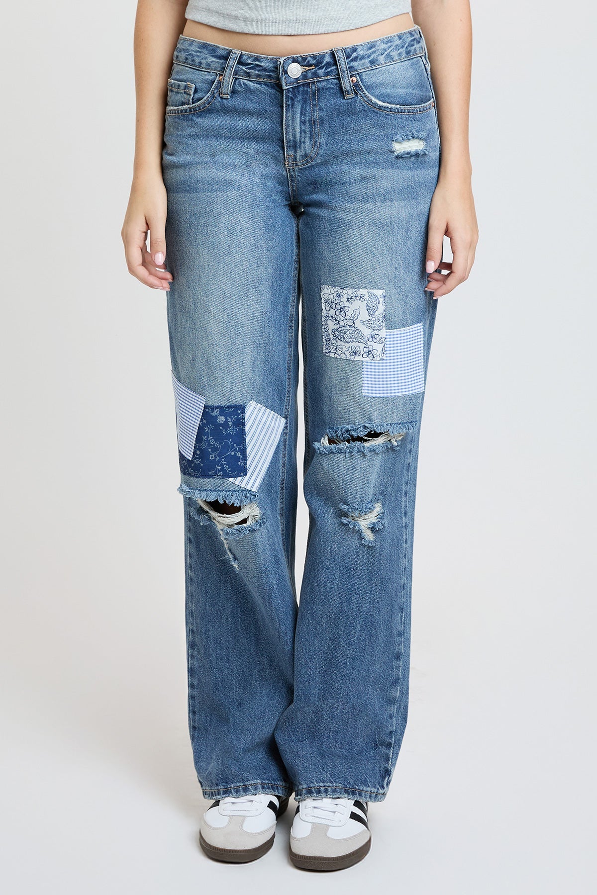 Women's Patchwork Wide Leg Jeans