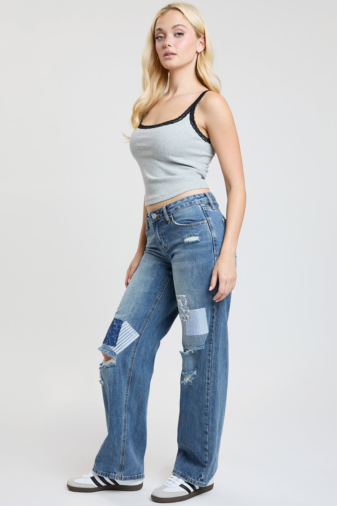 Women's Patchwork Wide Leg Jeans