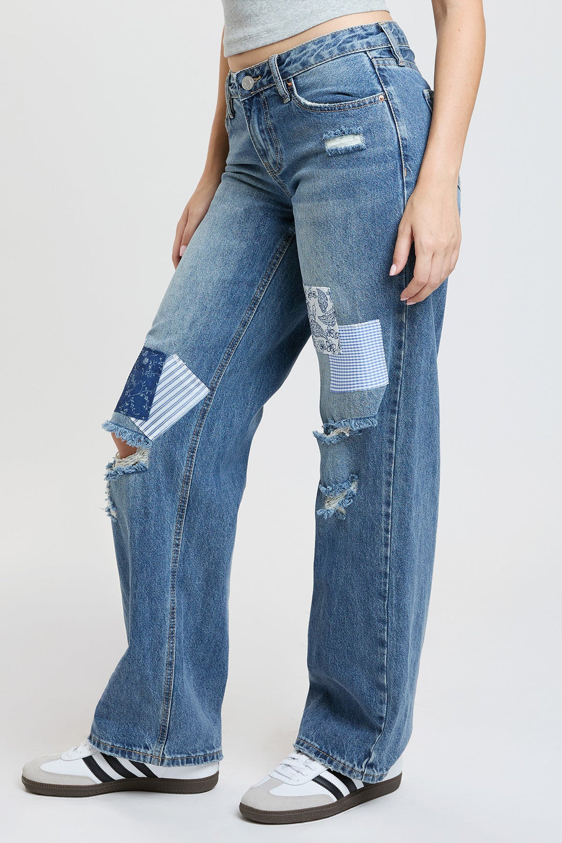 Women's Patchwork Wide Leg Jeans