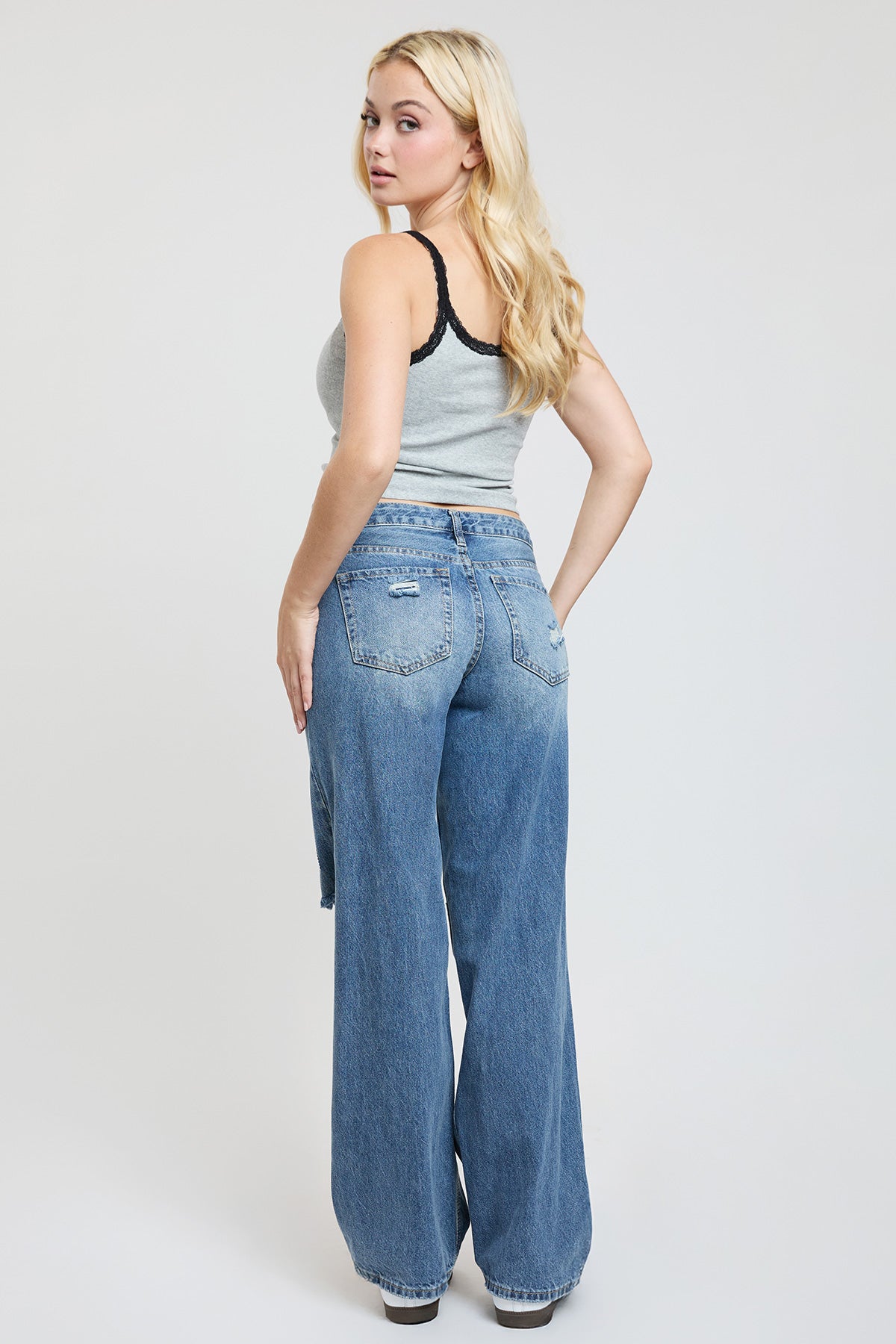 Women's Patchwork Wide Leg Jeans