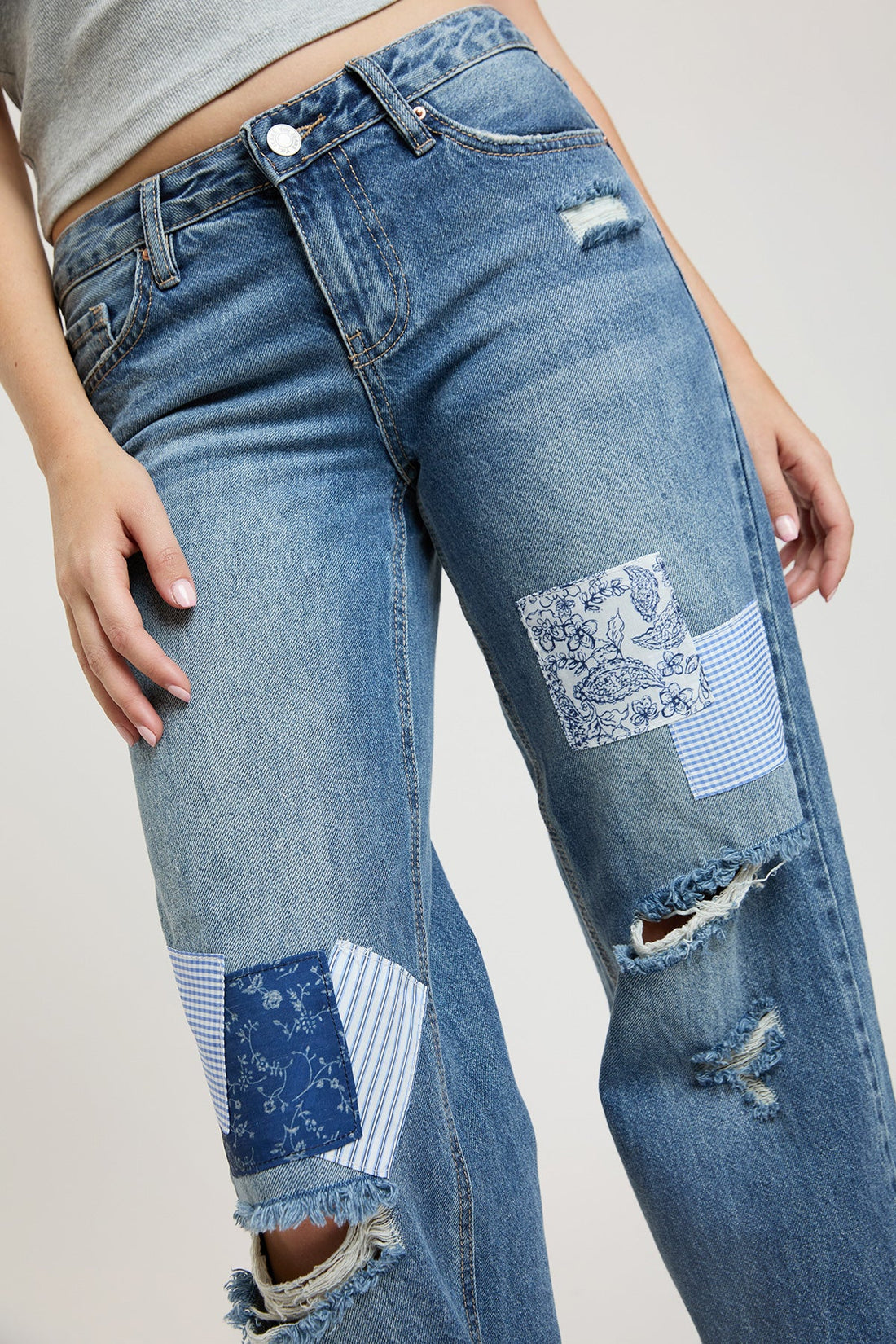 Women's Patchwork Wide Leg Jeans