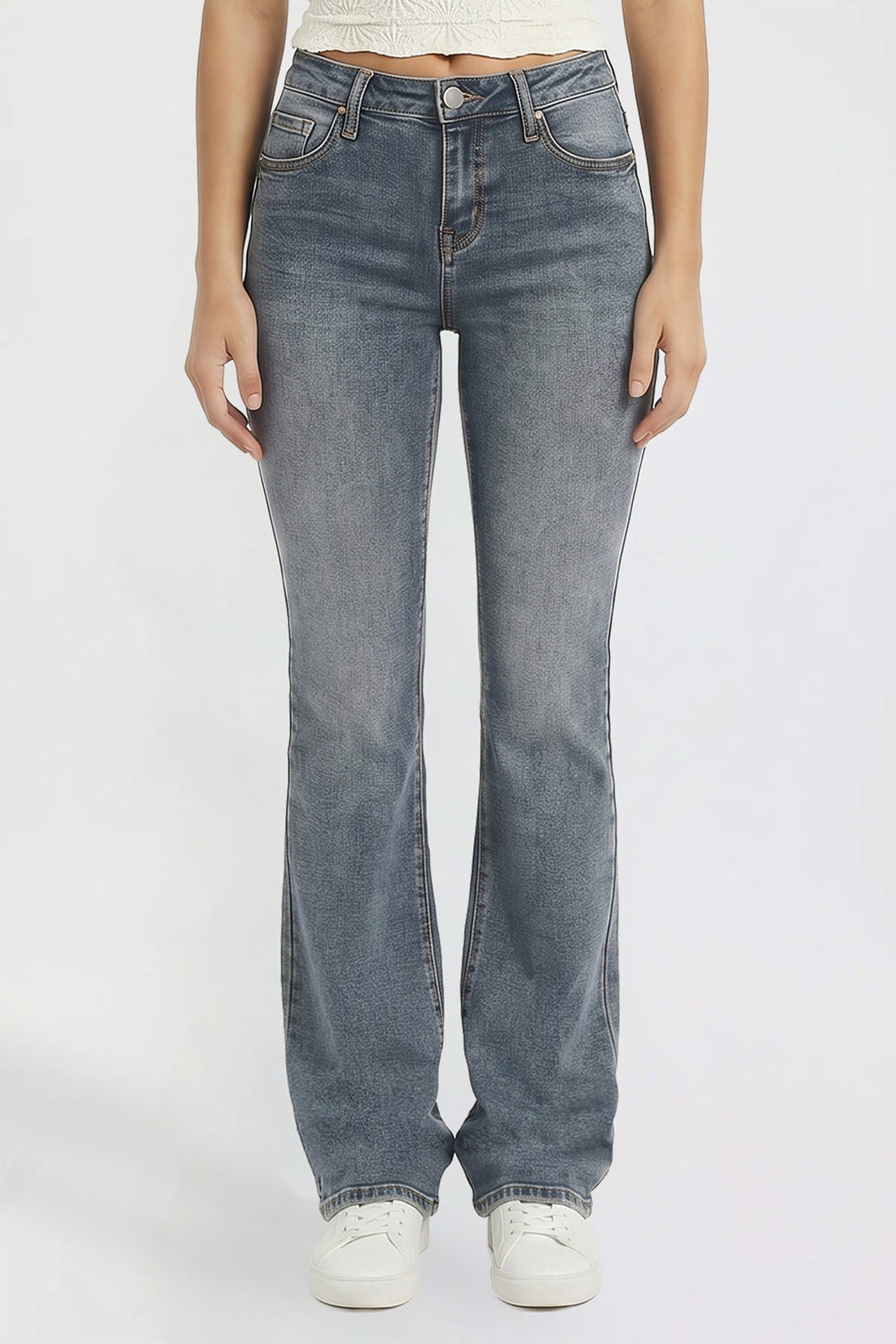 Women's Bootcut Jeans with Cross Hatch Detail