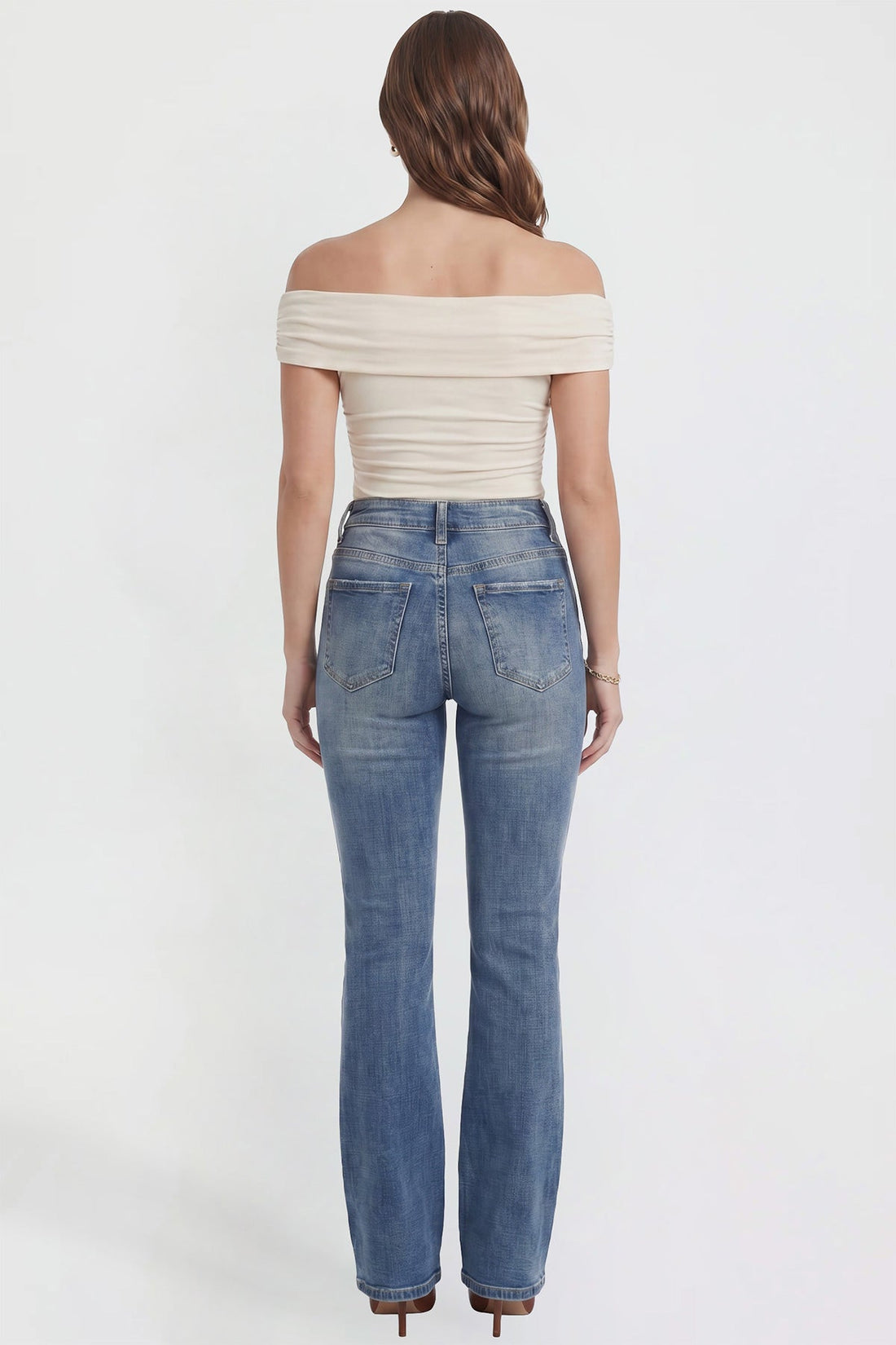 Women's Bootcut Jeans with Cross Hatch Detail