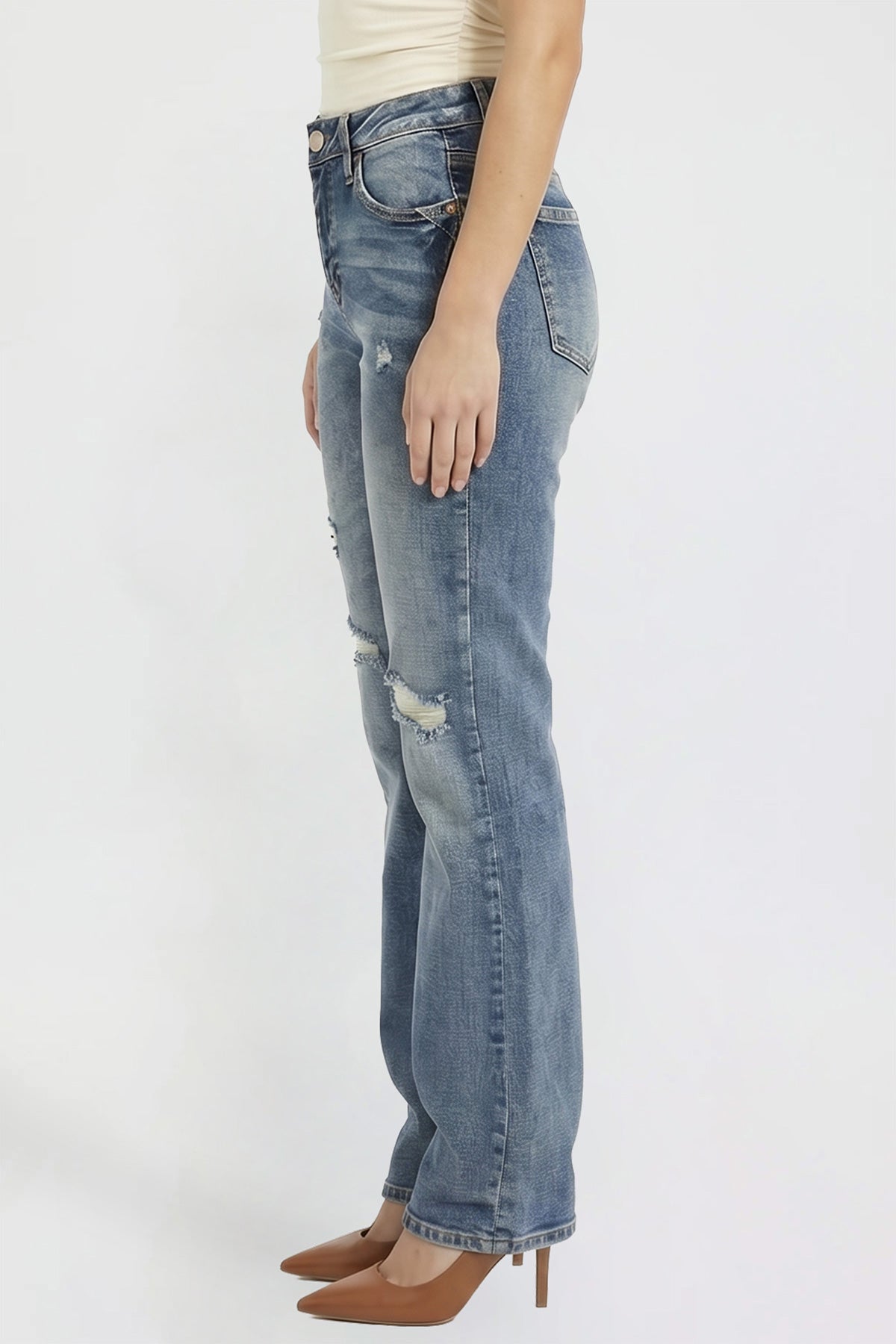 Women's Bootcut Jeans with Cross Hatch Detail