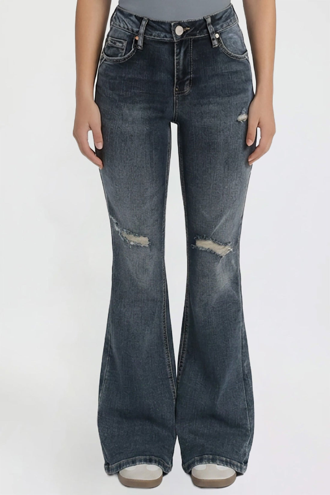 Women's Bootcut Jeans with Cross Hatch Detail
