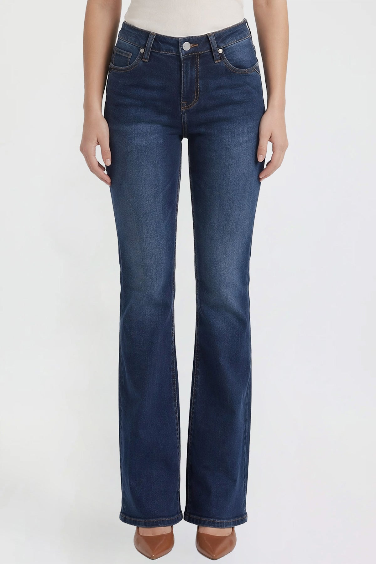 Women's Bootcut Jeans with Cross Hatch Detail