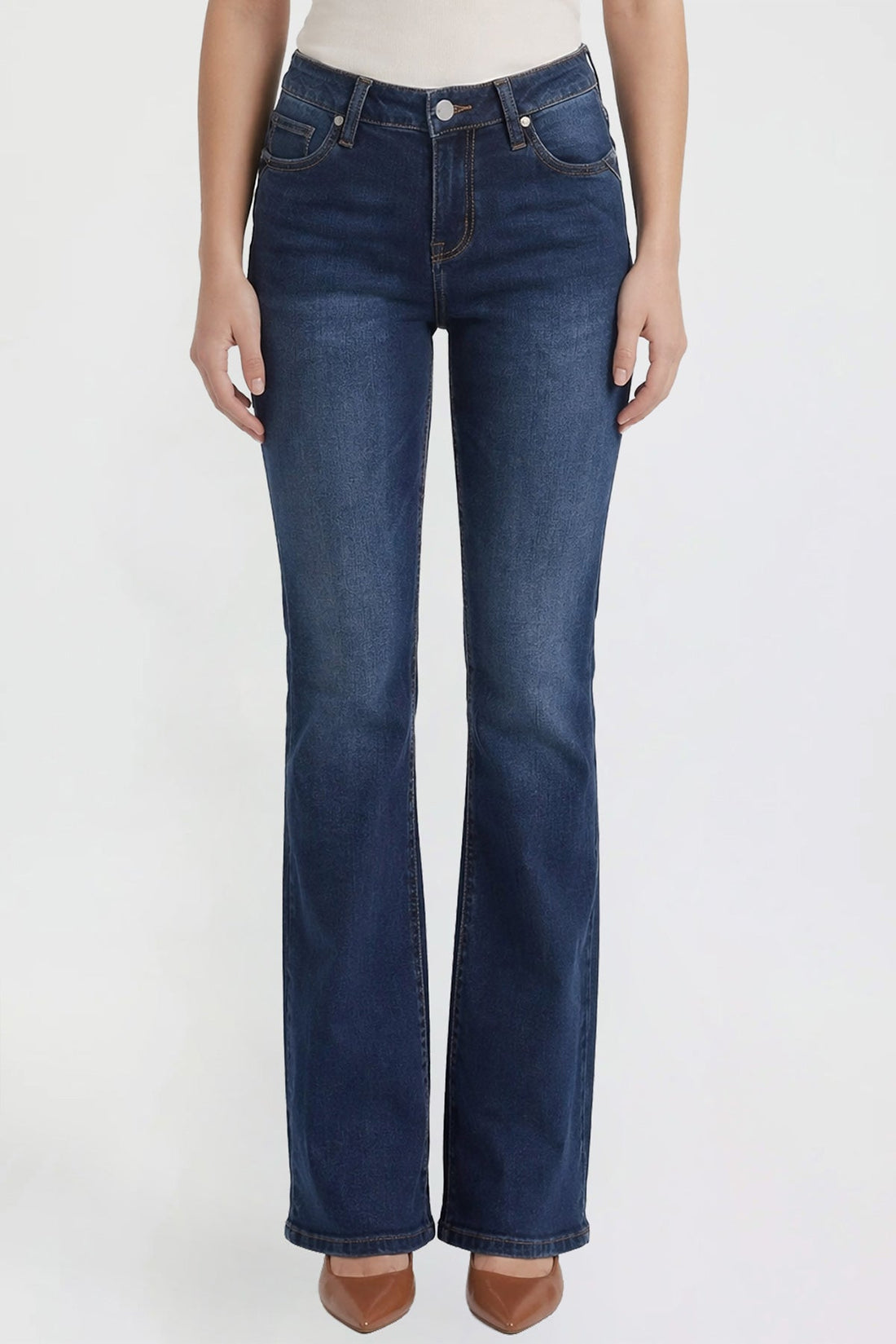 Women's Bootcut Jeans with Cross Hatch Detail