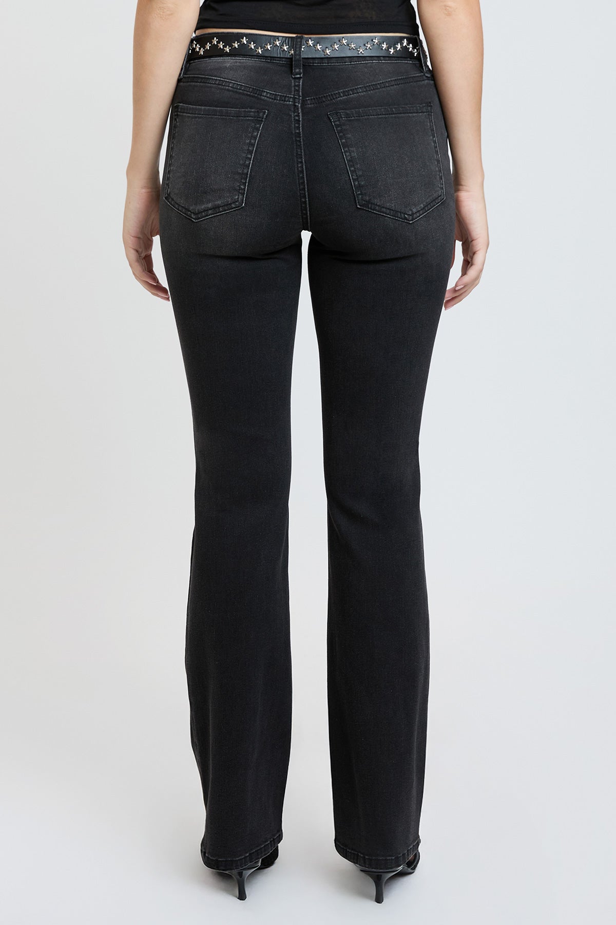 Women's Mid Rise Belted Bootcut Jeans