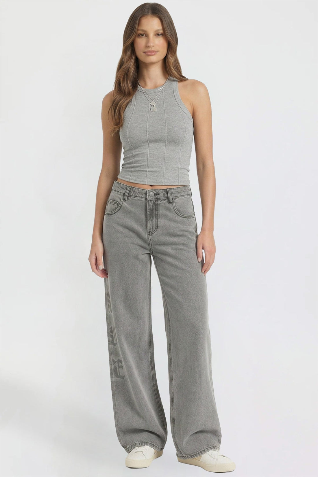 Women's Relaxed Super Wide Love Print Jeans