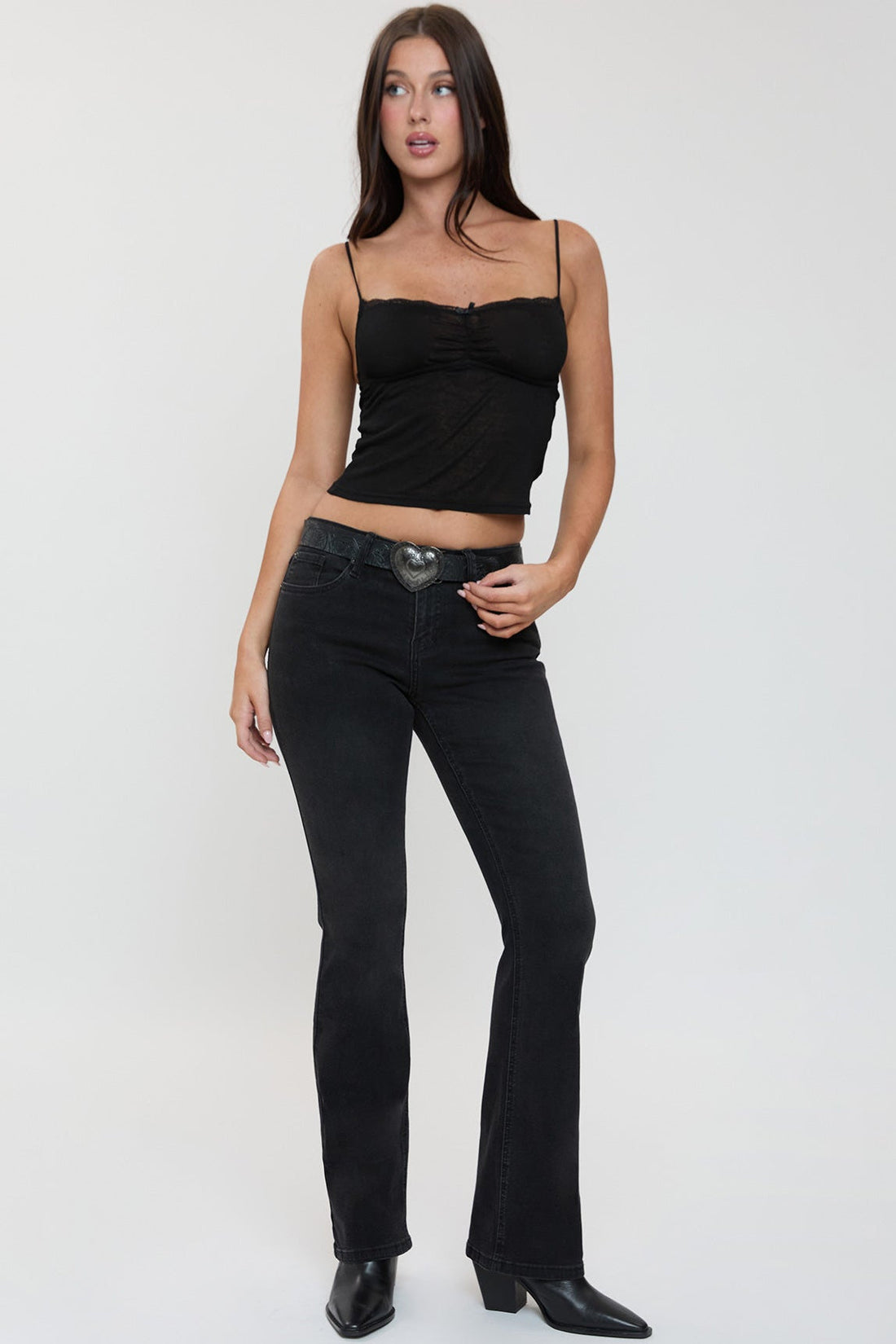 Women's Belted Bootcut Jeans