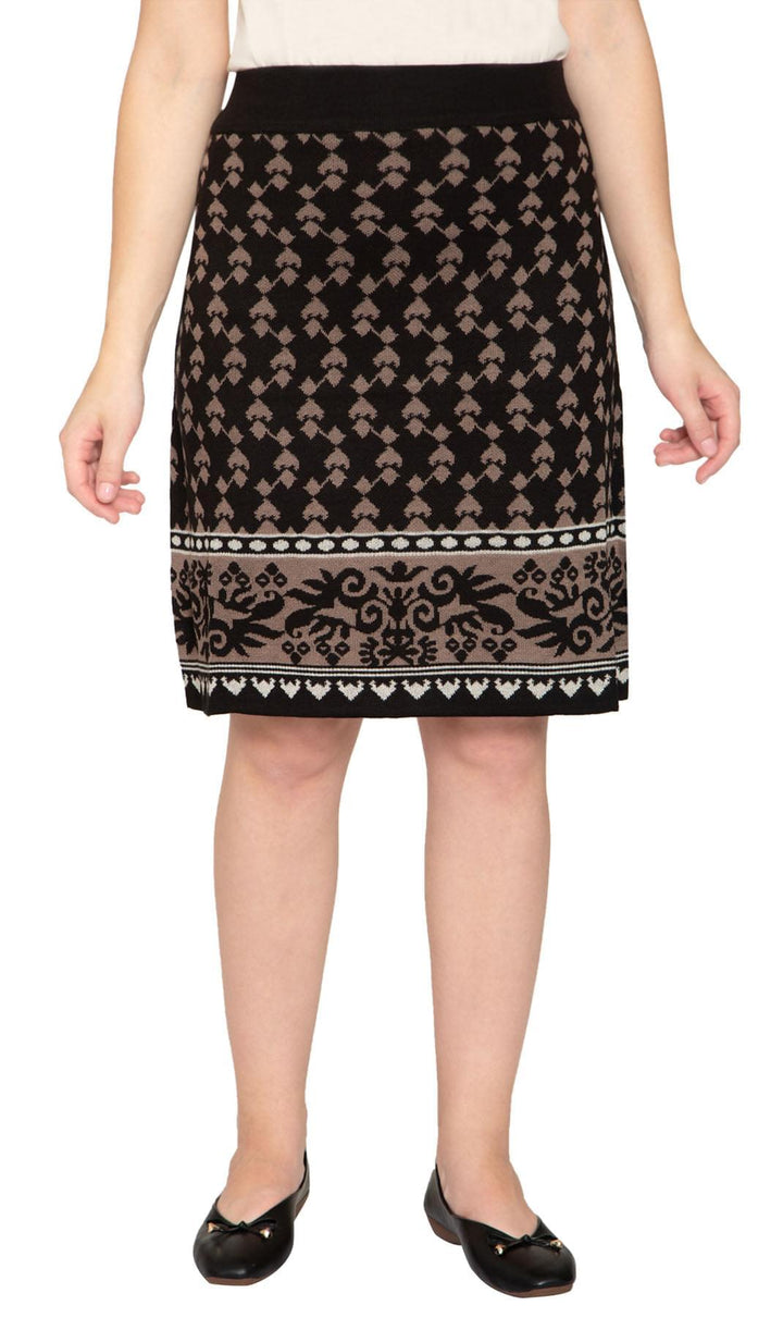 Women's Jacquard Knit Sweater Skirt — Knee Length