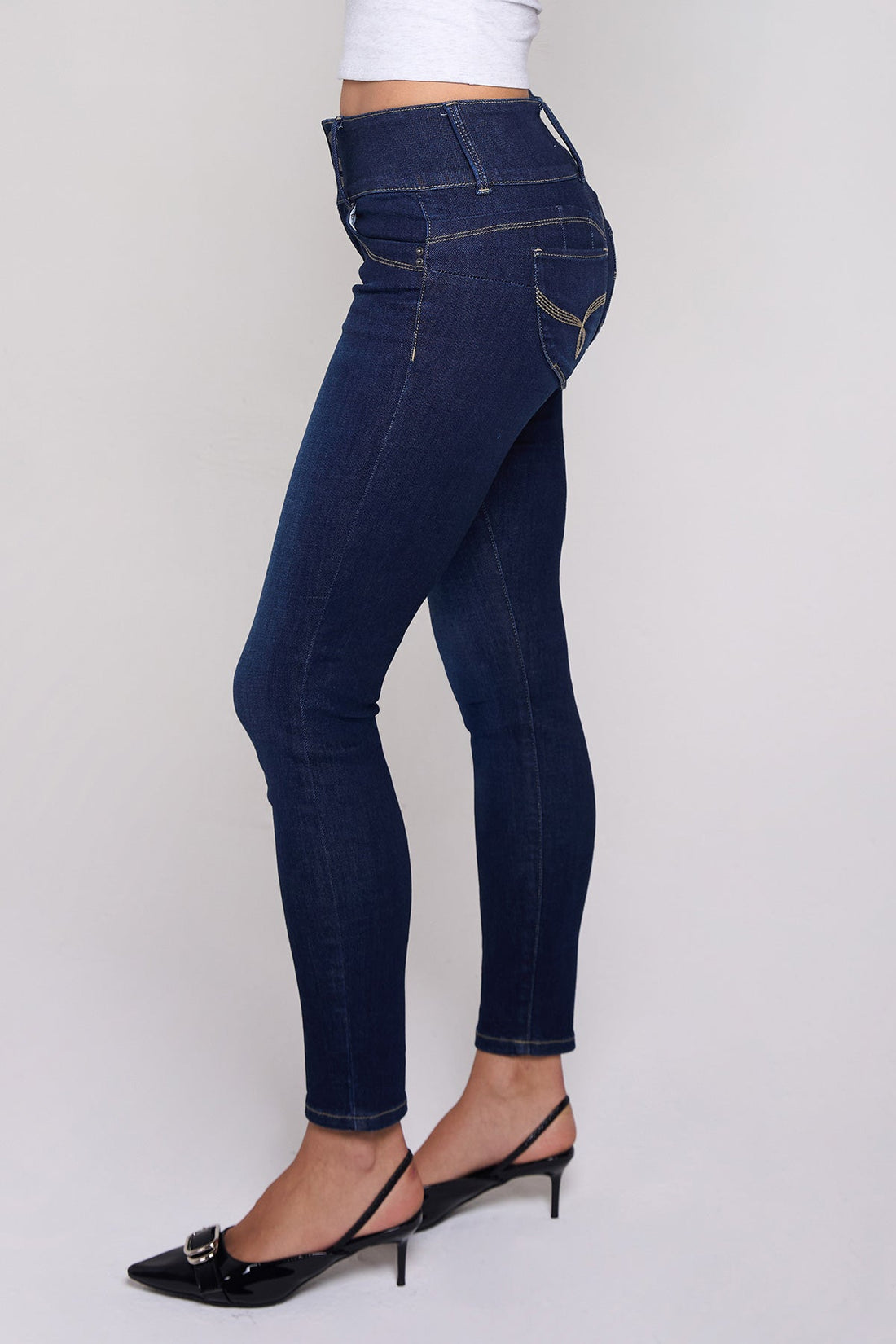 Women's Mid Rise 3-Button WannaBettaButt Skinny Jeans