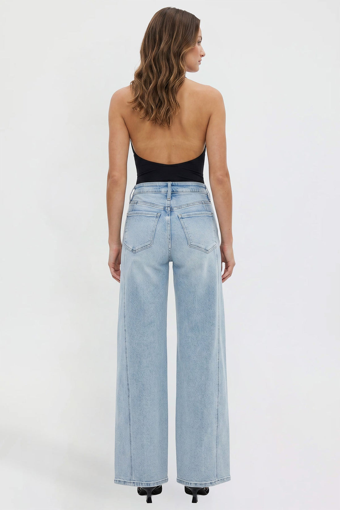 Women's Wide Leg Jeans with Seam Detail