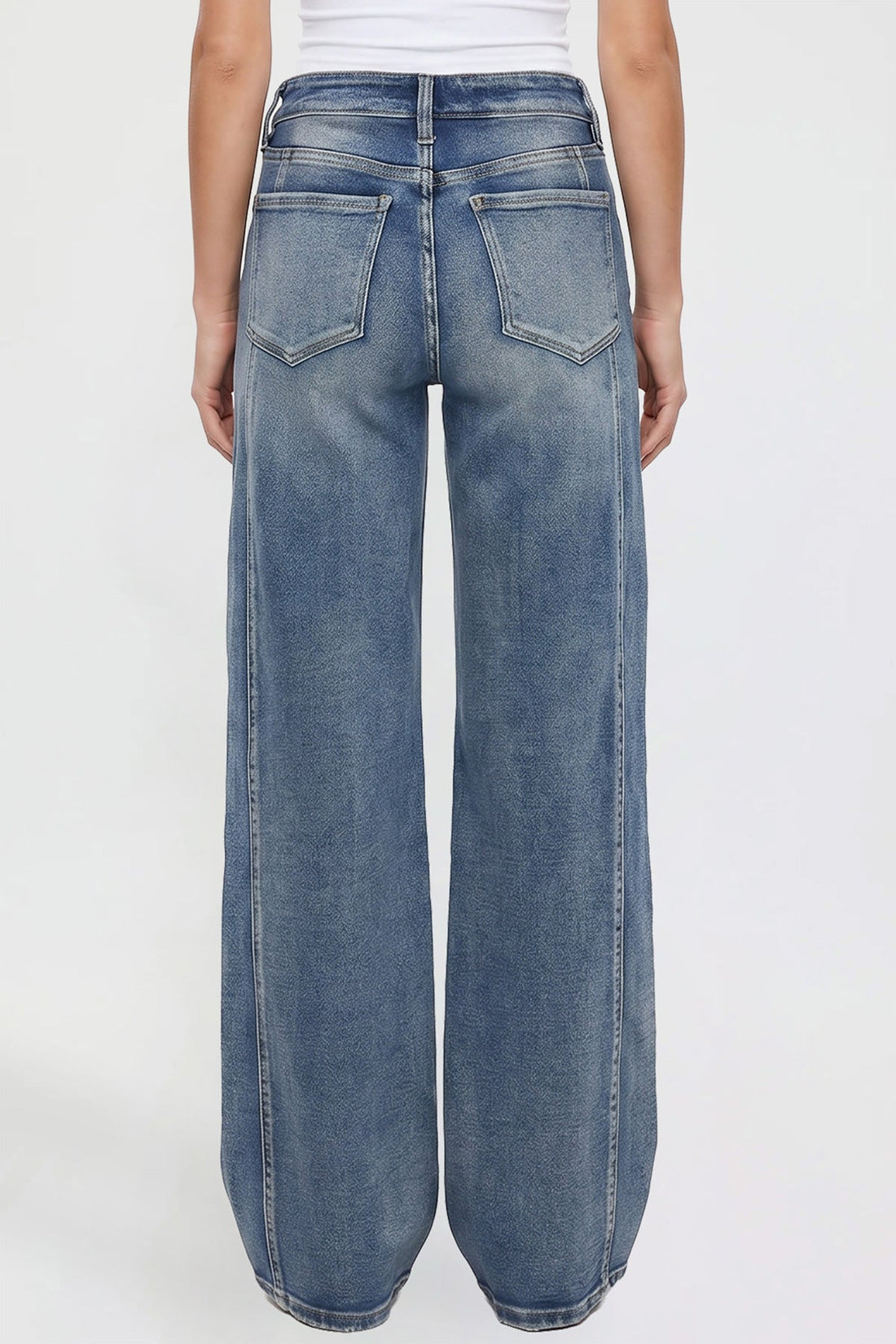Women's Wide Leg Jeans with Seam Detail