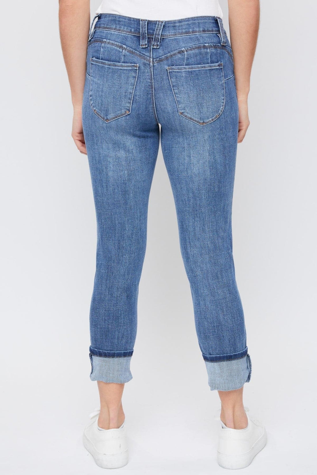 Women's Petite WannaBettaButt Mid Rise Mega Cuff Jeans