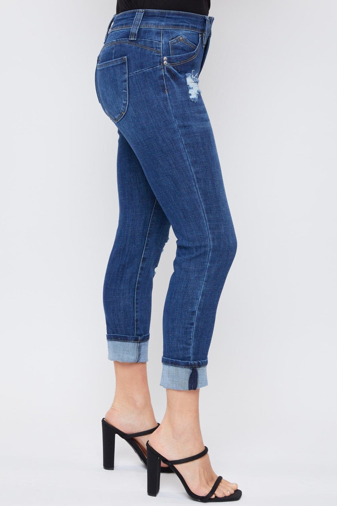 Women's Petite WannaBettaButt Mid Rise Mega Cuff Jeans