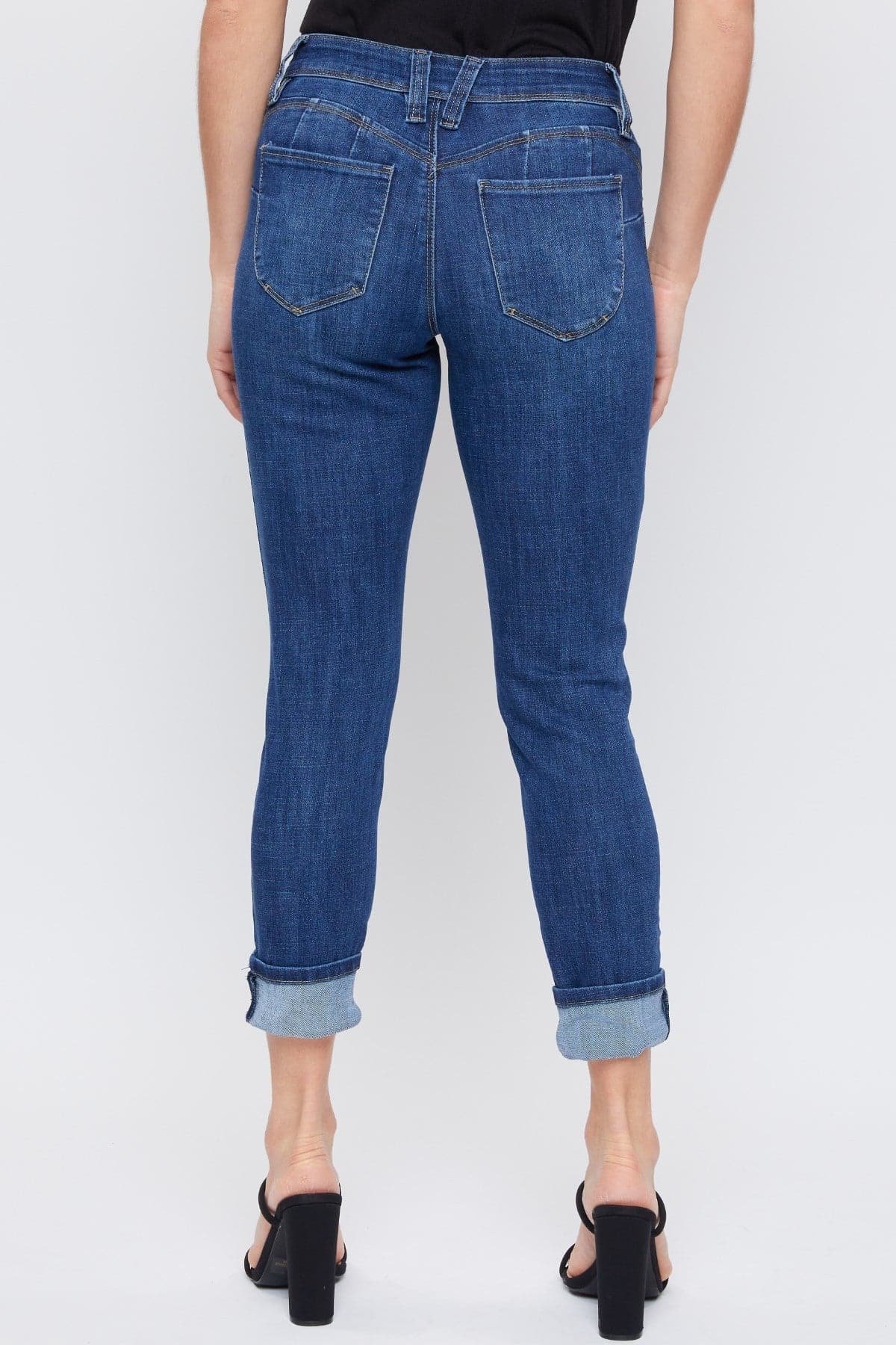 Women's Petite WannaBettaButt Mid Rise Mega Cuff Jeans