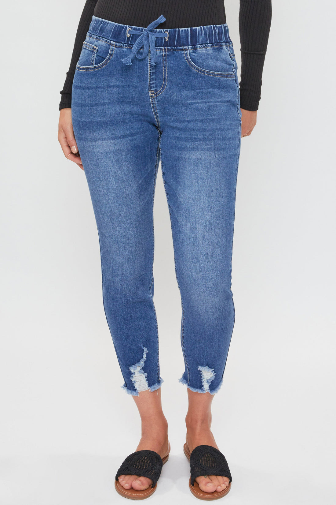 Women's Petite High Rise Denim Ankle Jogger