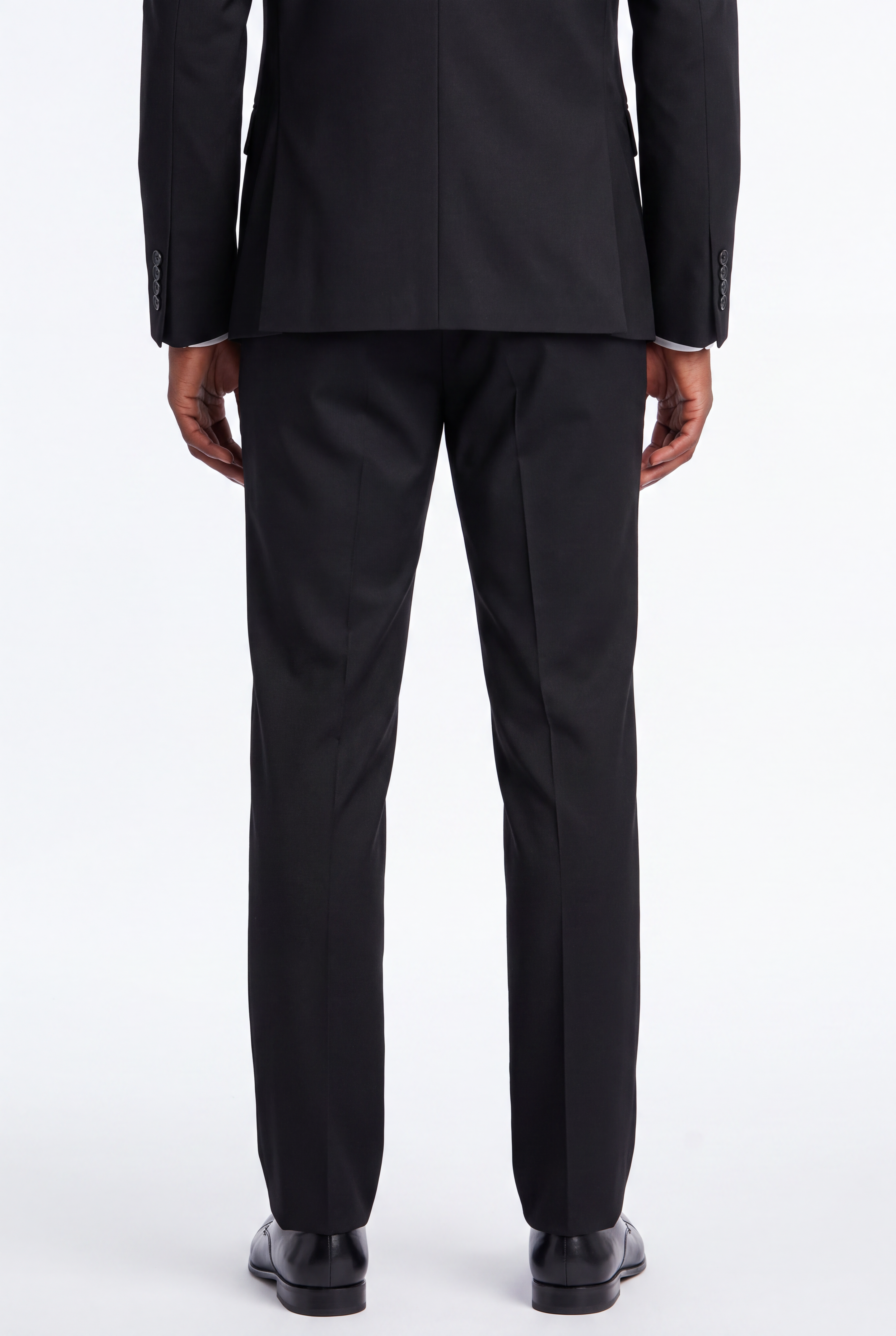 Poly Rayon Black 2 Button Notch Lapel Pick Stitching 3 Pc Slim Fit Suit
