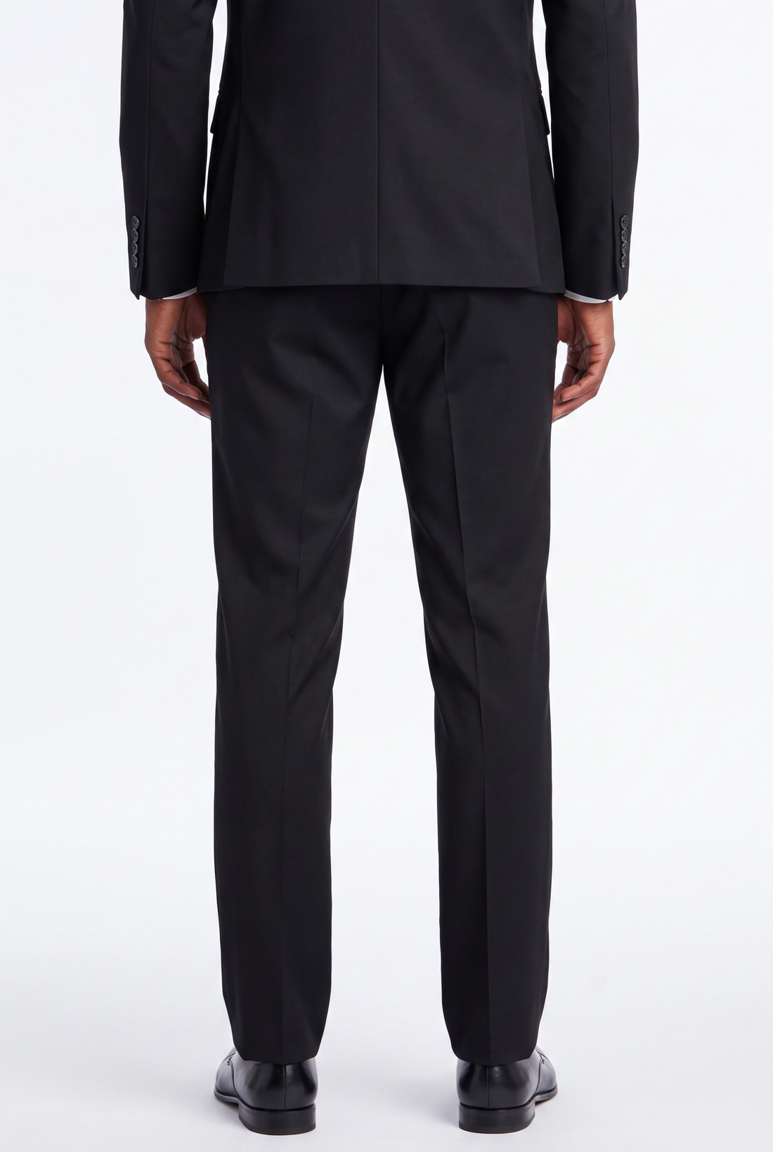 Poly Rayon Black 2 Button Notch Lapel Pick Stitching 3 Pc Slim Fit Suit