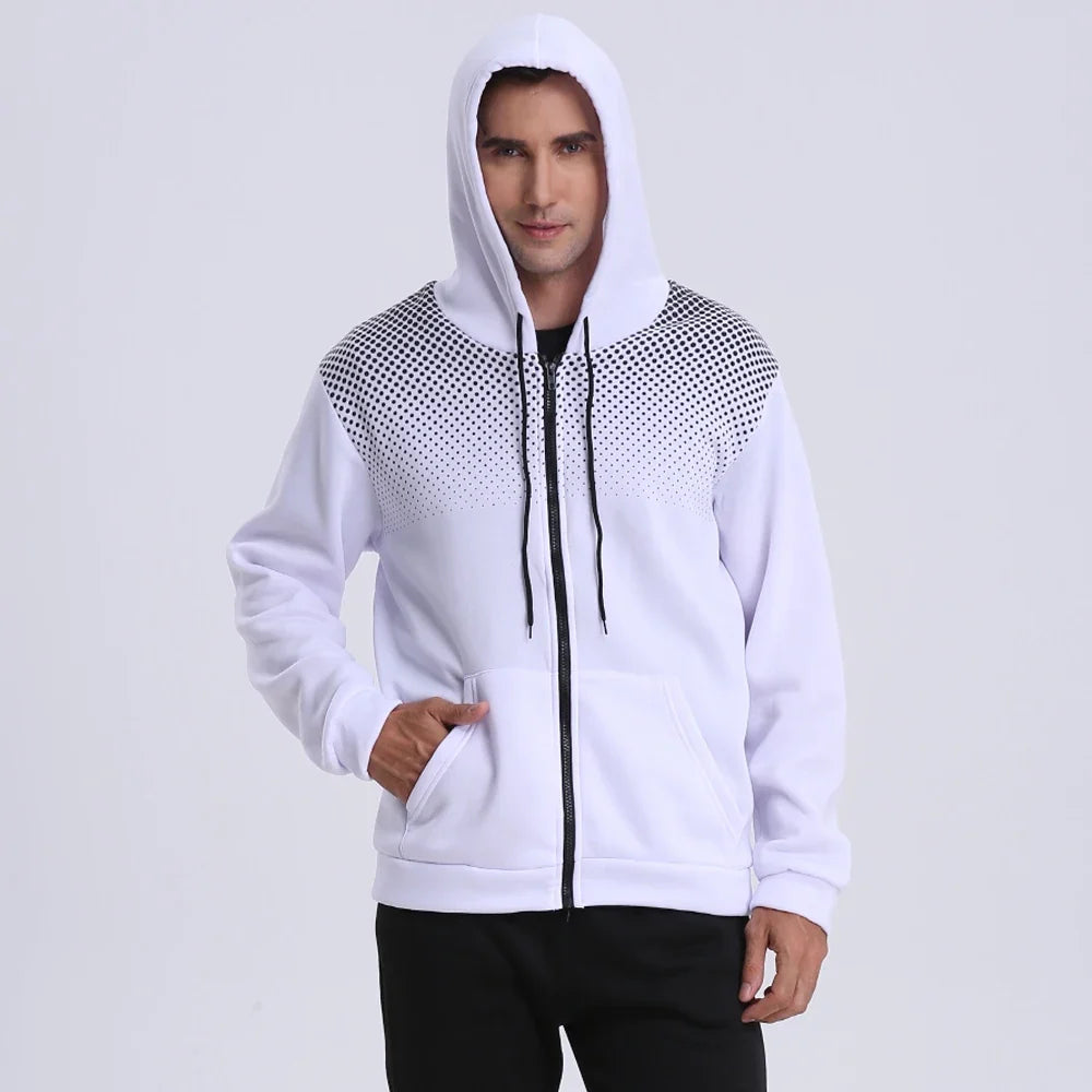 Men's Zip Up Hoodie – Polka Dot Pocket Sport Casual Sweatshirt