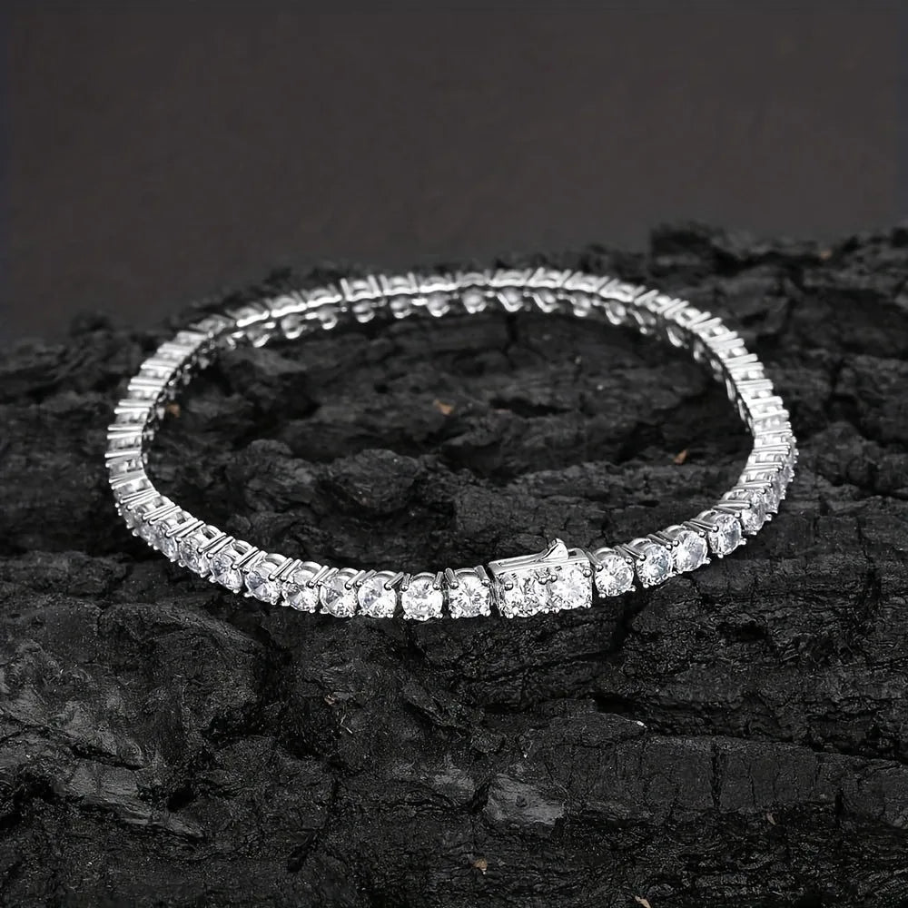 Real Moissanite Tennis Bracelets for Women Man 925 Sterling Silver Plated