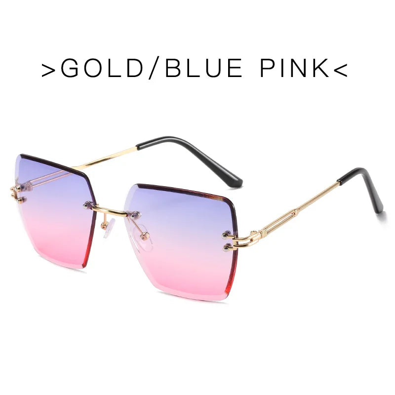Trendy Polygonal Gradient Women Frameless Sunglasses