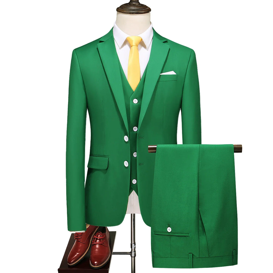 Men's 3 Piece Suit, Jacket Vest Trousers, Slim Fit Blazer Waistcoat Pants