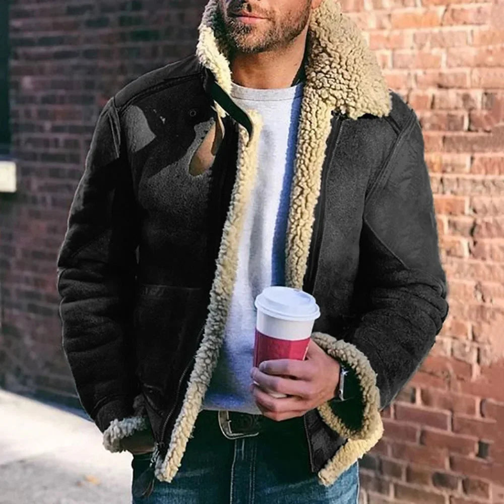 Men's Winter Jacket – Warm Motorcycle Biker Coat with Stand Collar