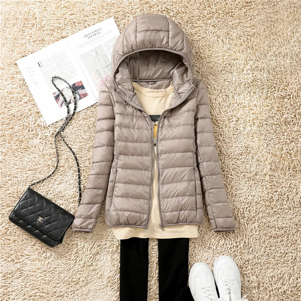 Women's Lightweight Packable Puffer Jacket | Hooded Down Coat