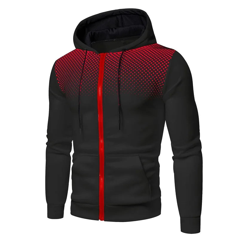 Men's Zip Up Hoodie – Polka Dot Pocket Sport Casual Sweatshirt