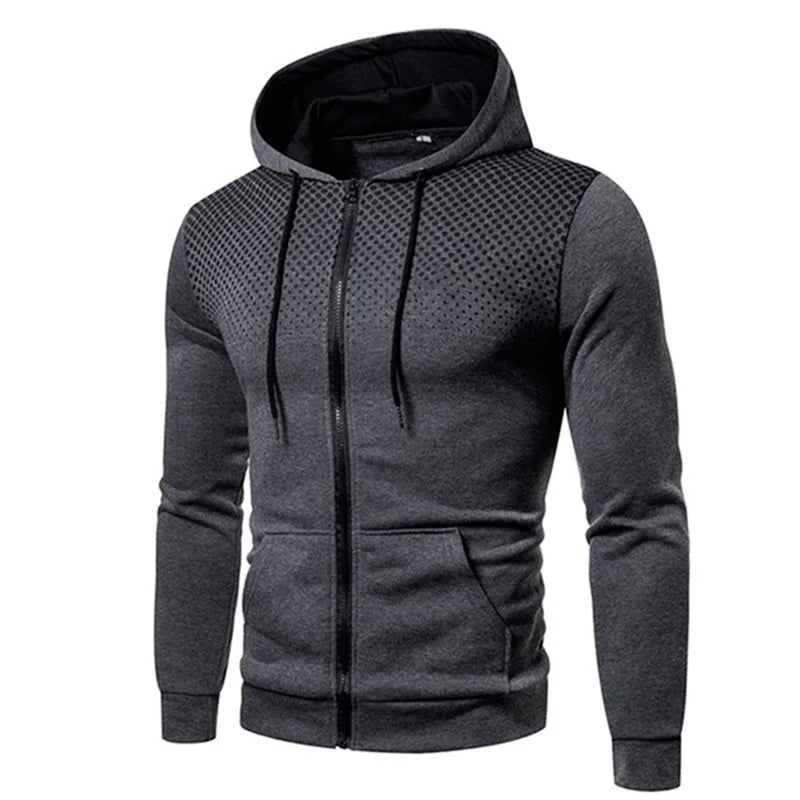 Men's Zip Up Hoodie – Polka Dot Pocket Sport Casual Sweatshirt