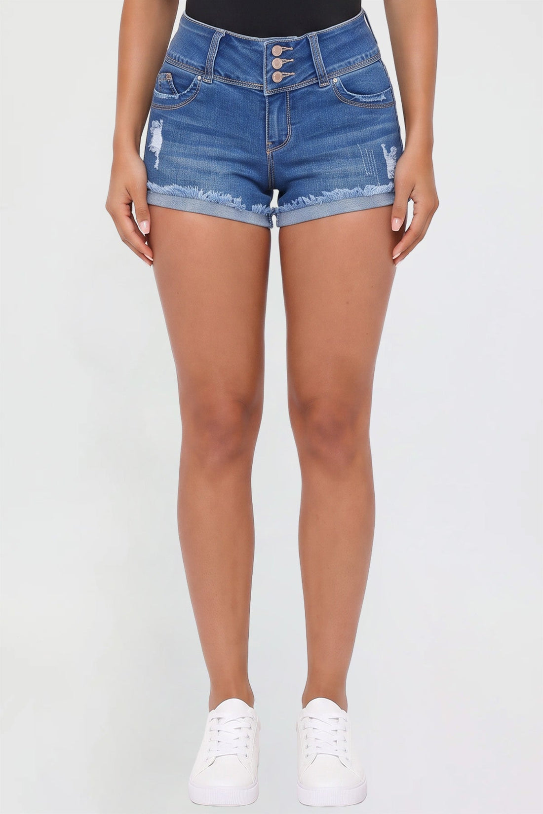 Women's WannaBettaButt 3 Button Cuffed Denim Shorts
