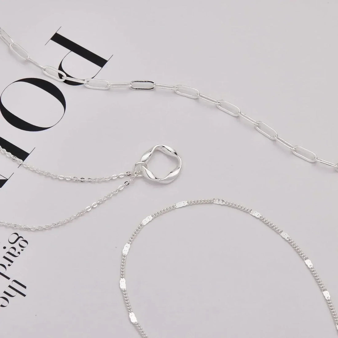 Layered Gold Necklaces for Women Stackable14K Gold Silver Plated Circle Paperclip Chain Pendant Choker Necklace Set For Woman